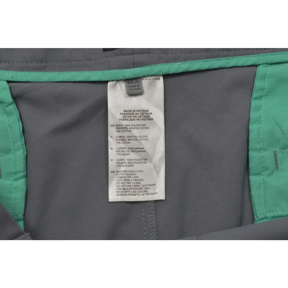 Adidas Golf Pants Men 40x30 Gray Flat Front Polyester Performance Breathable